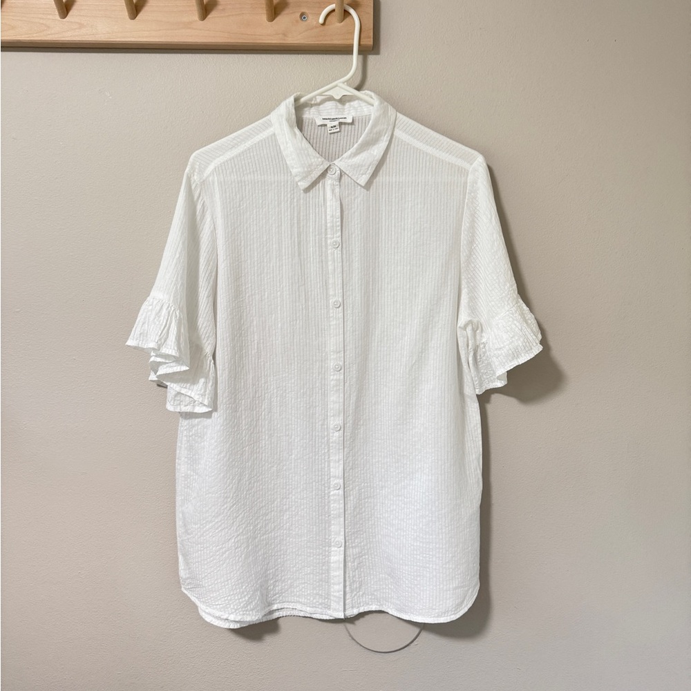 Beachlunchlounge nisa White Textured Button-Up Shirt - medium